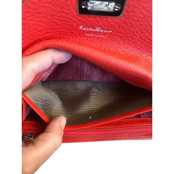Salvatore Ferragamo Orange Leather Long Wallet